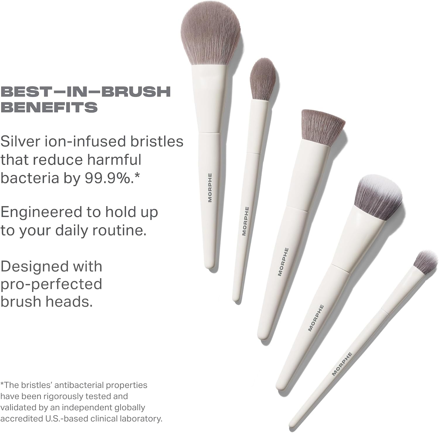Morphe Portrait Mode 5 Piece Makeup Brush Set - Professional Makeup Brushes for Foundation, Concealer, Powder, Bronzer - Expertly Engineered Face Brush Kit for Smooth, Streak-Free Application (5 ct) - Image 4