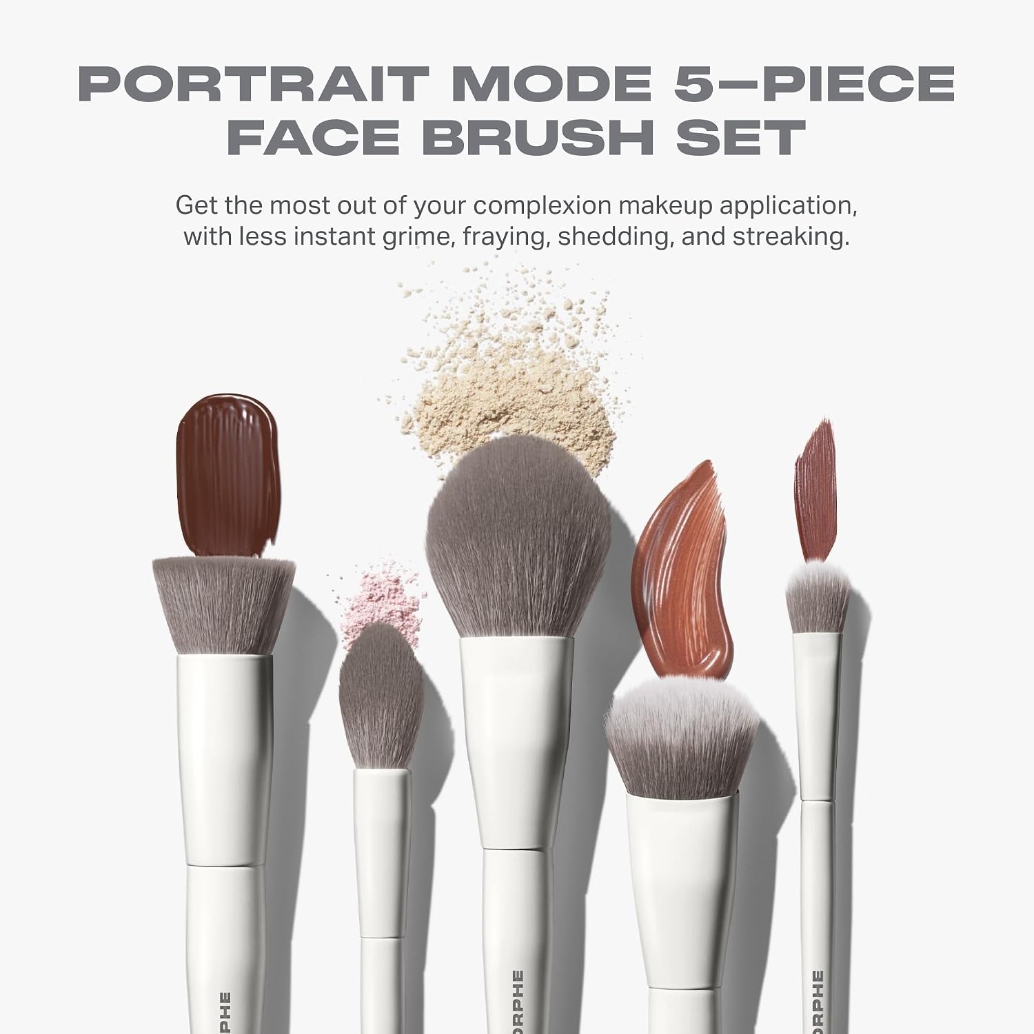 Morphe Portrait Mode 5 Piece Makeup Brush Set - Professional Makeup Brushes for Foundation, Concealer, Powder, Bronzer - Expertly Engineered Face Brush Kit for Smooth, Streak-Free Application (5 ct) - Image 8