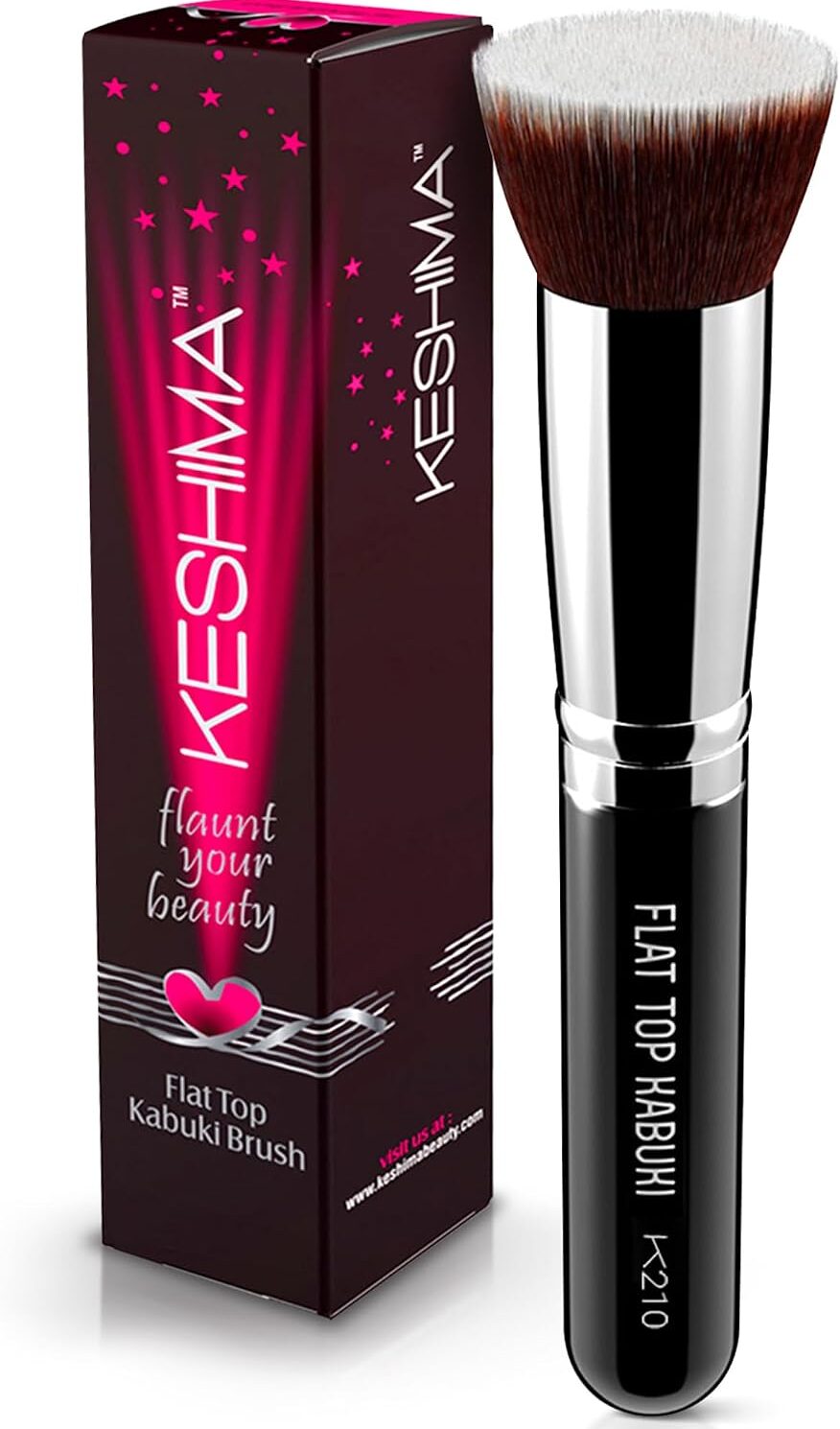 Flat Top Kabuki Foundation Brush By KESHIMA, Premium Makeup Brush | For Liquid, Cream, and Powder - Buffing, Blending, and Face - 1.2" Top Diameter