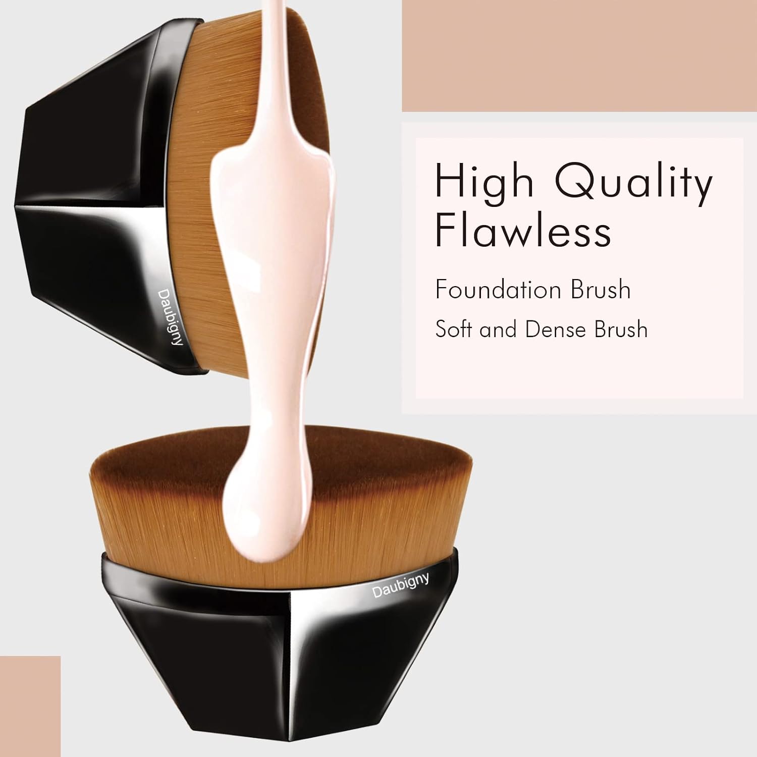 Foundation Makeup Brush Flat Top Kabuki Hexagon Face Blush Liquid Powder Foundation Brush for Blending Liquid, Cream or Flawless Powder Cosmetics with Bonus Protective Case (Black) - Image 4