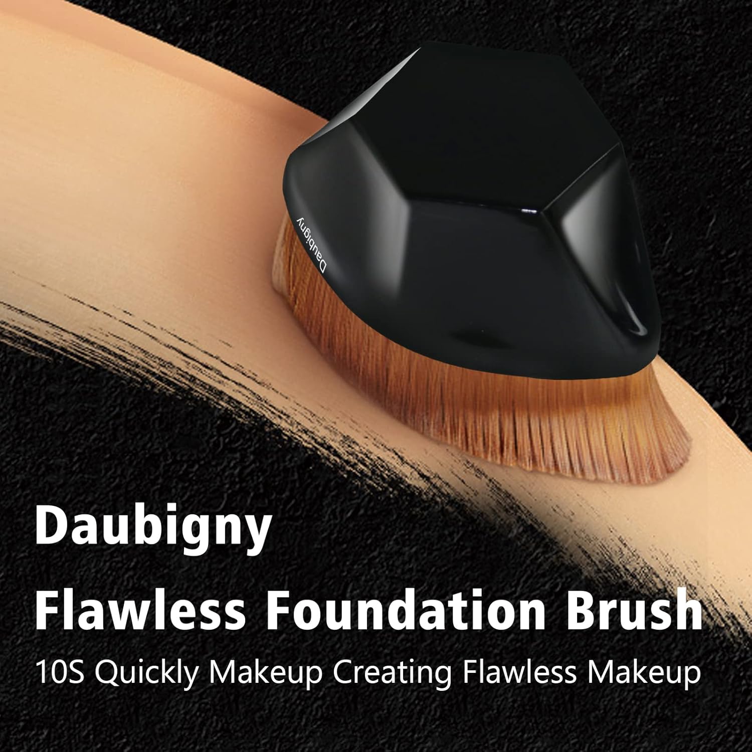 Foundation Makeup Brush Flat Top Kabuki Hexagon Face Blush Liquid Powder Foundation Brush for Blending Liquid, Cream or Flawless Powder Cosmetics with Bonus Protective Case (Black) - Image 5