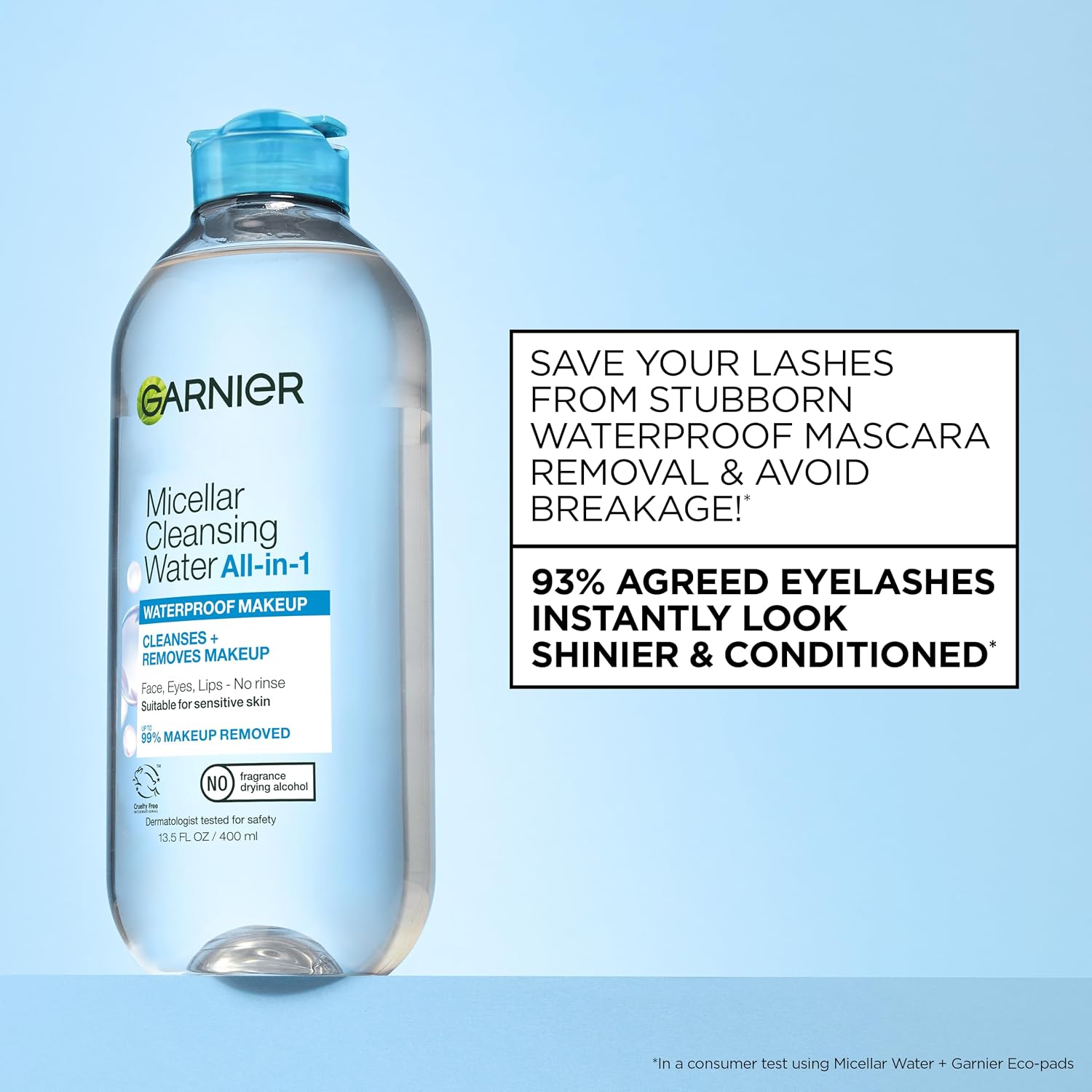 Garnier SkinActive Micellar Water For Waterproof Makeup, Facial Cleanser & Makeup Remover, 13.5 Fl Oz (400mL), 1 Count (Packaging May Vary) - Image 4