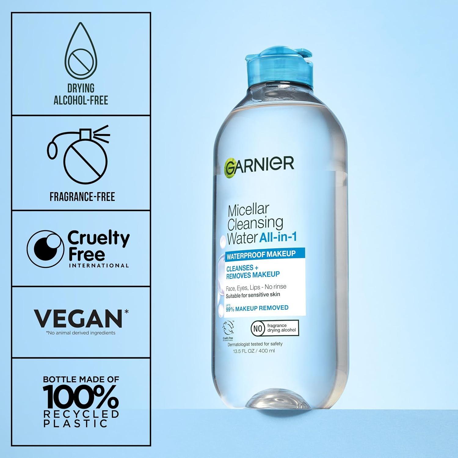 Garnier SkinActive Micellar Water For Waterproof Makeup, Facial Cleanser & Makeup Remover, 13.5 Fl Oz (400mL), 1 Count (Packaging May Vary) - Image 6