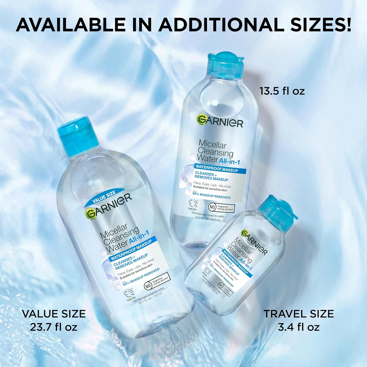 Garnier SkinActive Micellar Water For Waterproof Makeup, Facial Cleanser & Makeup Remover, 13.5 Fl Oz (400mL), 1 Count (Packaging May Vary) - Image 8