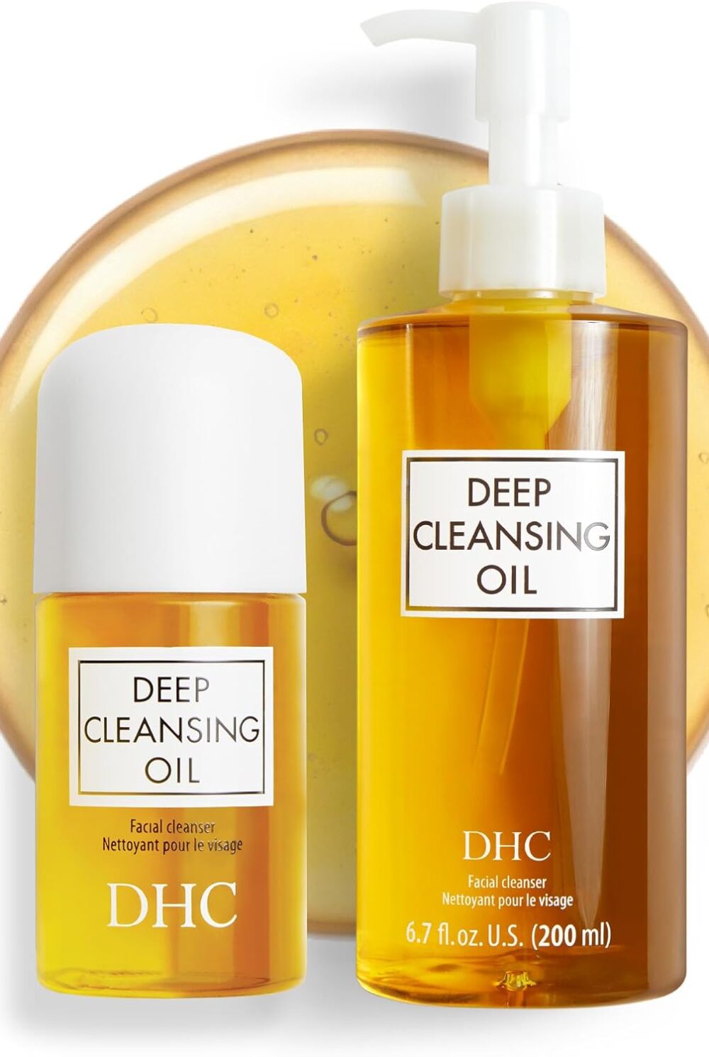 DHC Deep Cleansing Oil, Makeup Remover, Gentle Oil Cleanser, 6.7oz + 1oz | Facial Cleansing Oil, Blackhead Remover, Cleanses without Clogging Pores, Residue-Free, Fragrance and Colorant Free